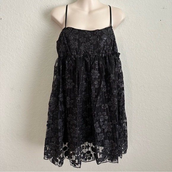 FREE PEOPLE All That Glitters Black Mini Dress NEW - Picture 3 of 7